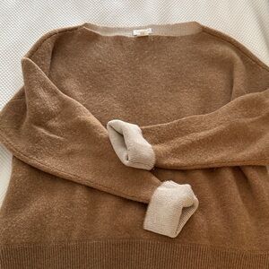 Tan Cashmere Boat-neck Sweater